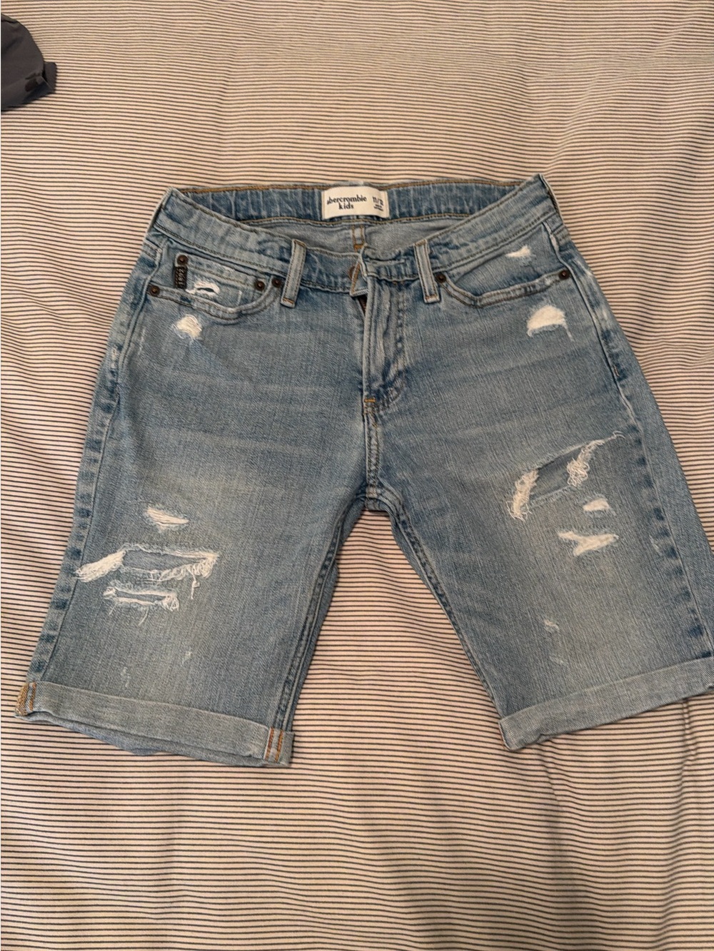 Abercrombie & Fitch Light Blue Distressed Jean Shorts